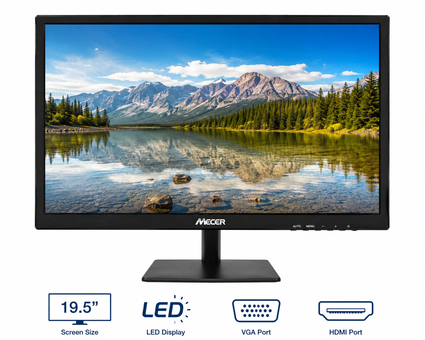 Mecer 19.5" LED Monitor With VGA+ HDMI Port - Black