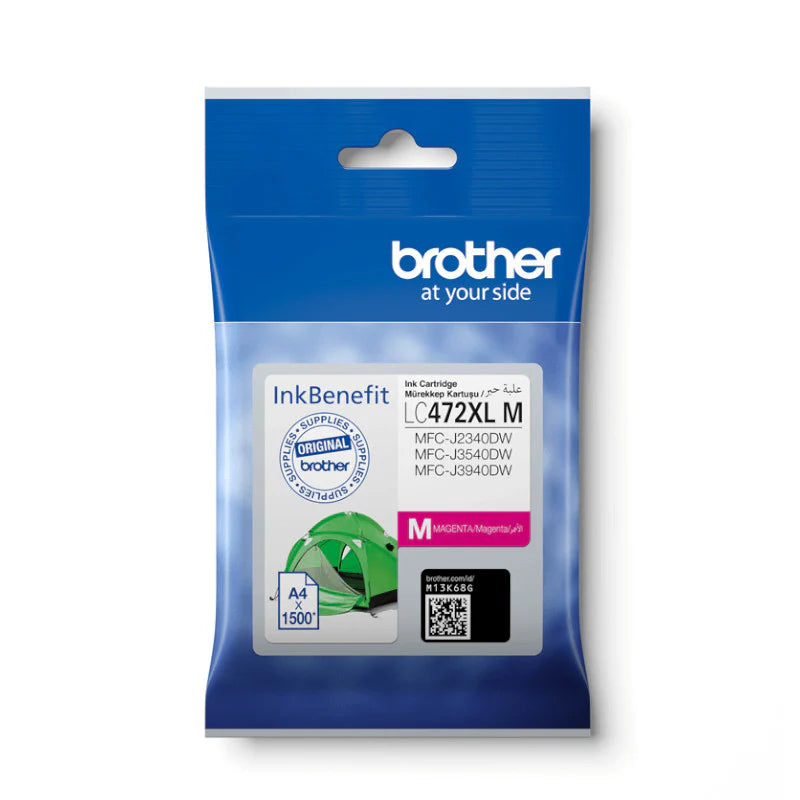 Brother LC-472XLM Original Magenta Ink Cartridge, genuine Brother ink supply designed for vibrant, high-quality colour printing, delivering rich magenta tones and reliable performance for compatible Brother inkjet printers
