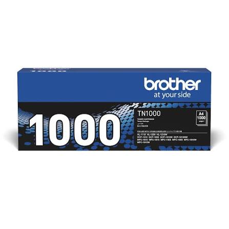 Brother TN-1000 Original Black Toner Cartridge, genuine Brother toner for compatible laser printers, delivering crisp black text, professional-quality prints, consistent performance, and reliable everyday printing for home and office use.