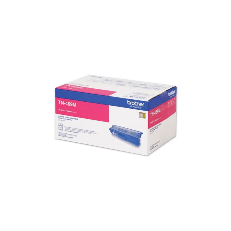 Brother TN-469M Original High Yield Magenta Toner Cartridge, genuine Brother toner designed for compatible colour laser printers, delivering rich magenta colour, consistent print quality, and an extended page yield for high-volume printing.