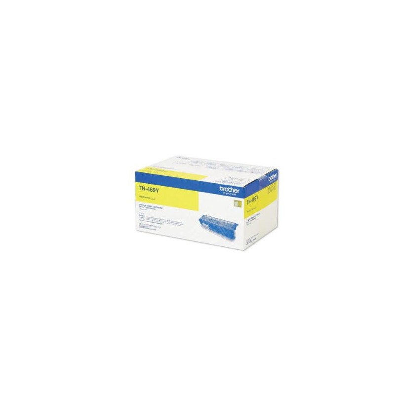Brother TN-469Y Original High Yield Yellow Toner Cartridge, genuine Brother toner designed for compatible colour laser printers, delivering bright yellow colour, consistent print quality, and an extended page yield for high-volume printing.