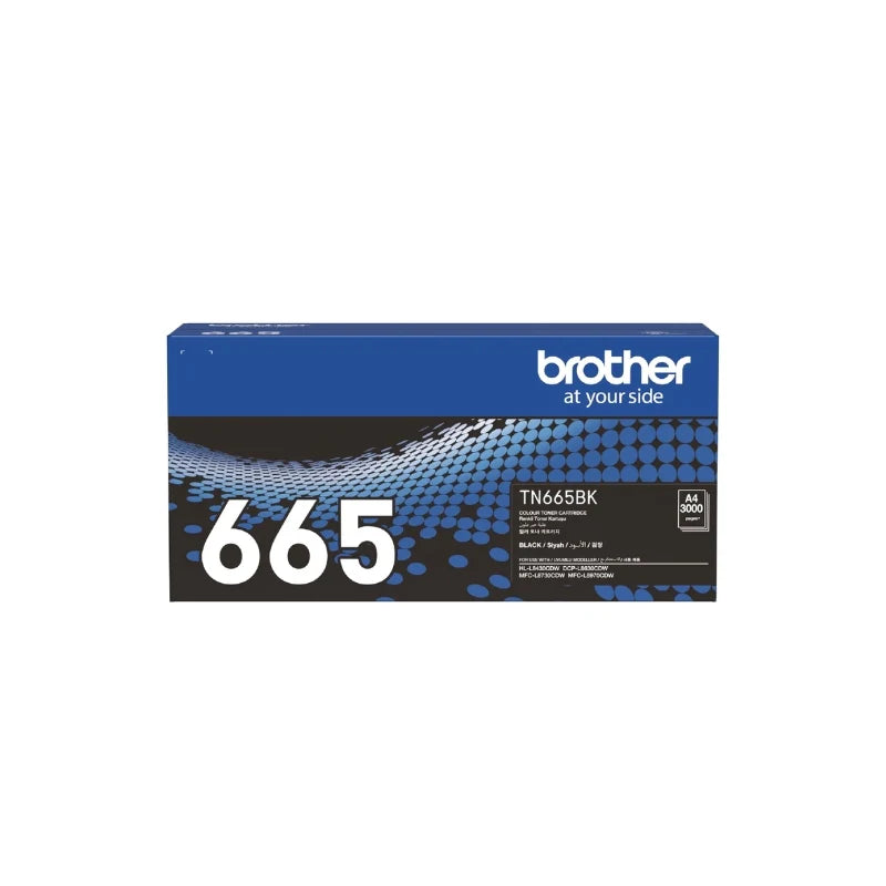 Brother TN-665BK Original Black Standard Toner Cartridge, genuine Brother toner designed for sharp, professional-quality monochrome printing with consistent performance and reliable output for compatible Brother laser printers.