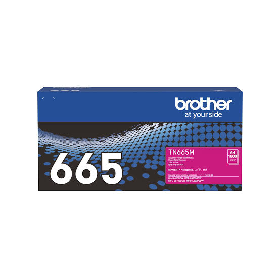 Brother TN-665M Original Magenta Standard Toner Cartridge, genuine Brother toner cartridge designed to produce rich, vibrant magenta colour prints with consistent quality and reliable performance for compatible Brother colour laser printers.
