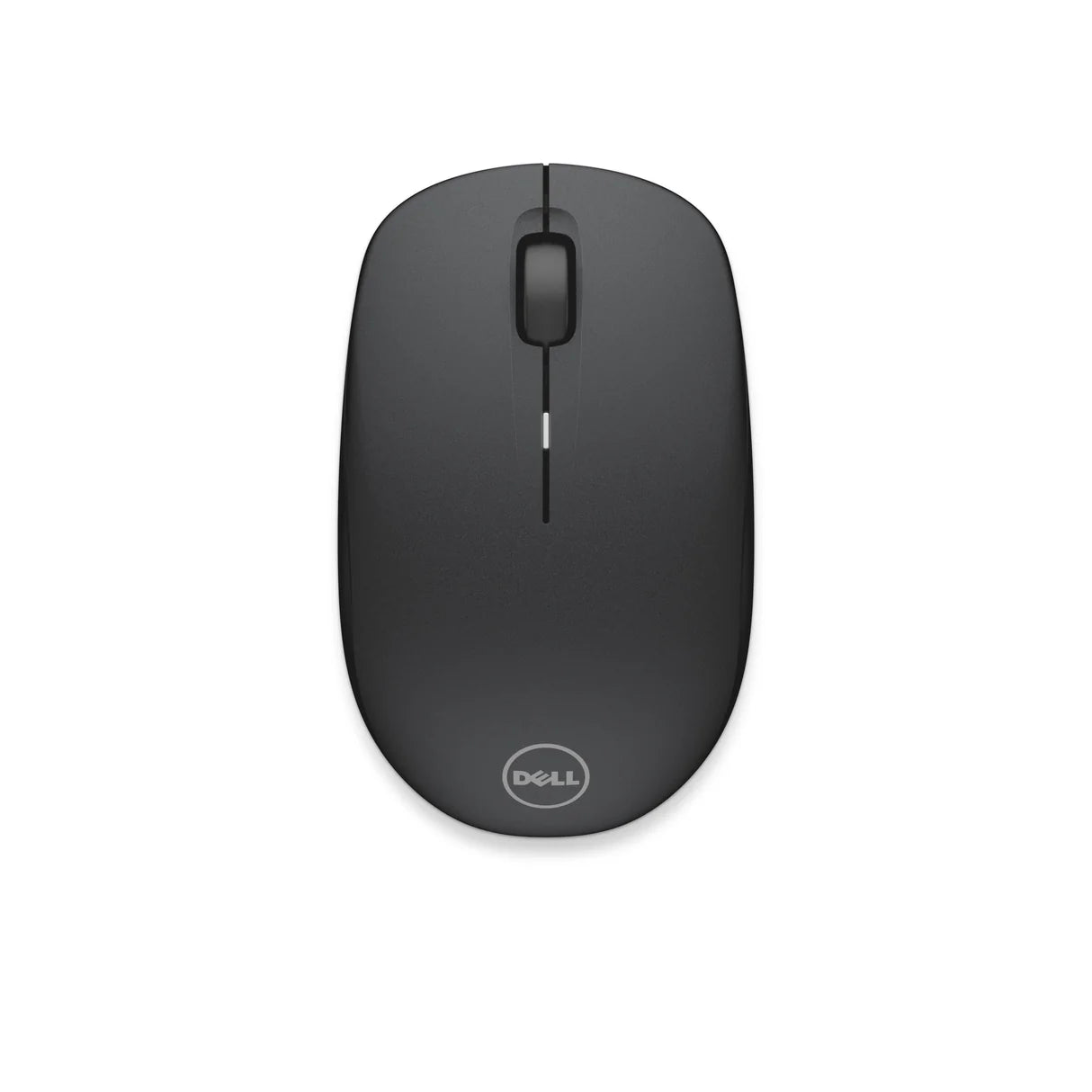 Black DELL WM126 wireless mouse from Meimag, showing the compact ergonomic design with clickable buttons and scroll wheel.