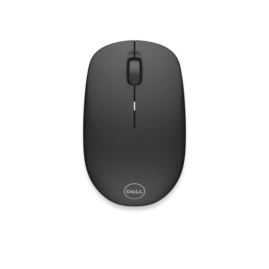 Black DELL WM126 wireless mouse from Meimag, showing the compact ergonomic design with clickable buttons and scroll wheel.