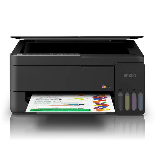 Epson EcoTank L3351 A4 Multifunction Wi-Fi Ink Tank Printer, wireless all-in-one colour printer with print, scan, and copy functions, featuring a refillable ink tank system for high-volume, low-cost printing at home or in the office.