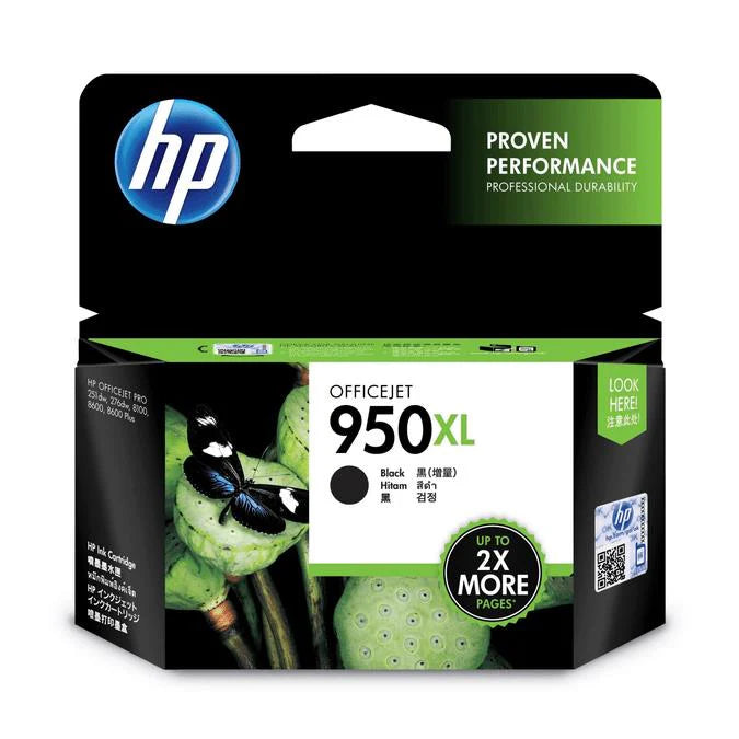 HP 950XL Black high yield toner cartridge by Meimag, showing the cartridge with black toner label and packaging.