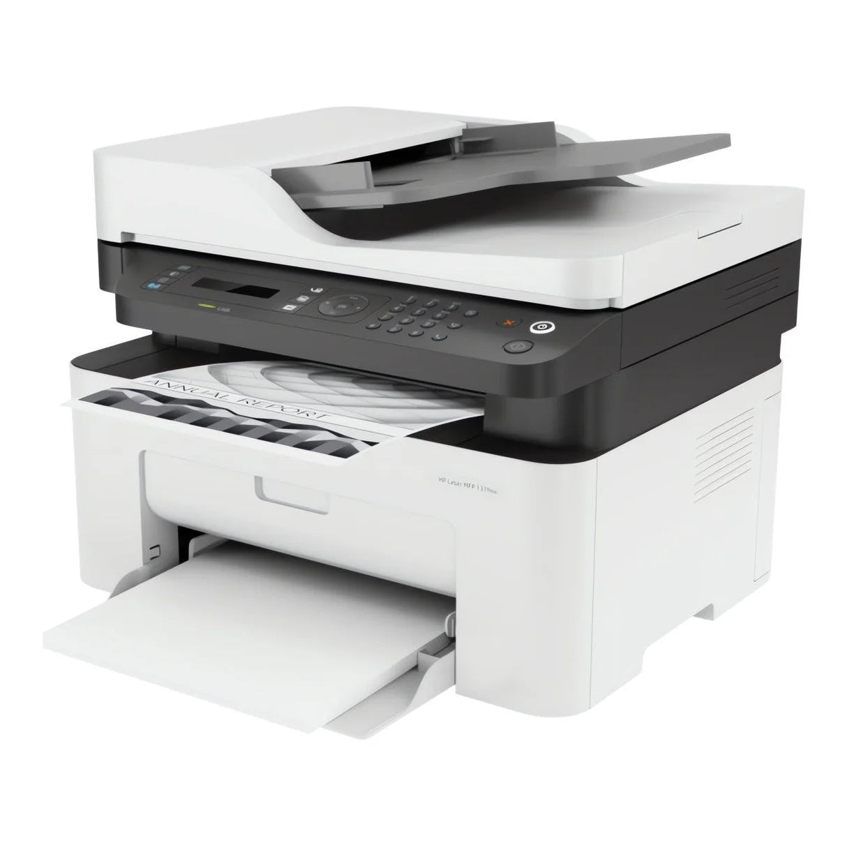 Meimag HP Mono LaserJet 137fnw multifunction printer with paper tray and control panel, designed for office use