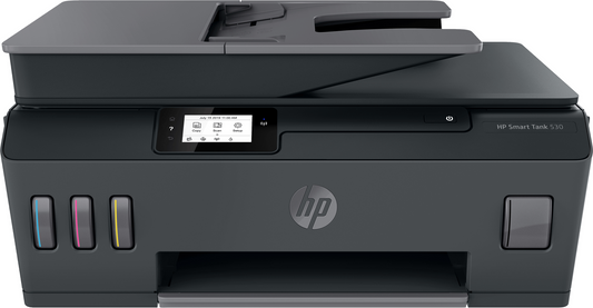 HP Smart Tank 530 Wireless All-in-One Printer by Meimag Electronics, refillable ink tank printer with wireless connectivity, printing, scanning, and copying functions, designed for high-volume, cost-efficient, high-quality home and office printing.