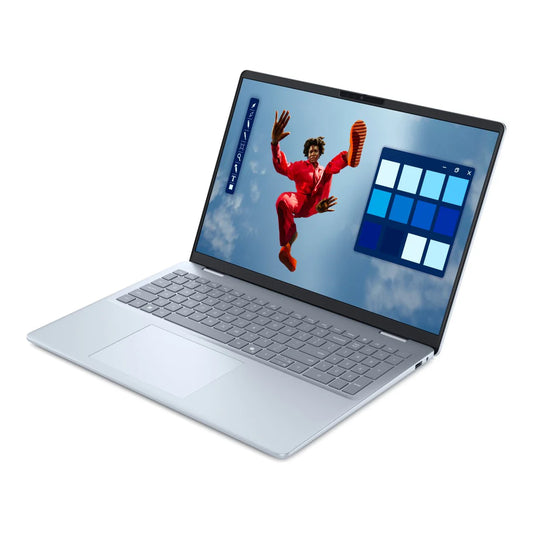 Dell 16 Plus DB16250 Ultra 7 laptop by Meimag, showing the sleek silver design and keyboard on a workspace.